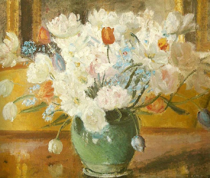Anna Ancher tulipaner i gron vase china oil painting image